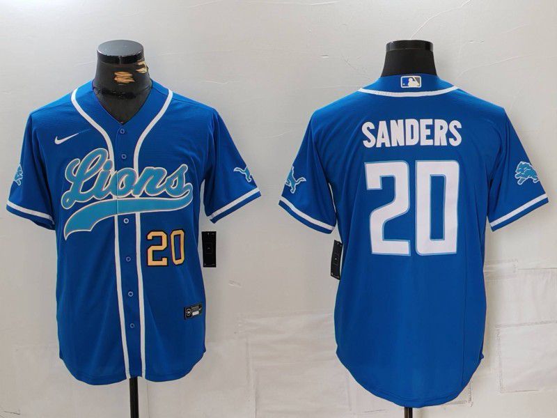 Men Detroit Lions #20 Sanders Blue Second generation joint name 2024 Nike Limited NFL Jersey style 2->detroit lions->NFL Jersey